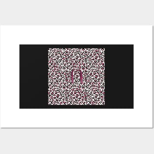 Letter N Monogram & Pink Leopard Print Posters and Art